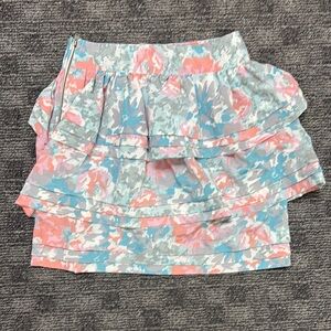 Kimchi Blue Ruffled Tiered Mini Skirt in Pink and Blue